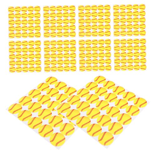 Uonlytech 250 Stück Baseballaufkleber Gelbe Dponge-aufkleber Runde Farbige Aufkleber Kleine Etikettenaufkleber Gelbe Cartoon -aufkleber Aufkleber Für Sportbälle Yellow Kupferplattenaufkleber von Uonlytech