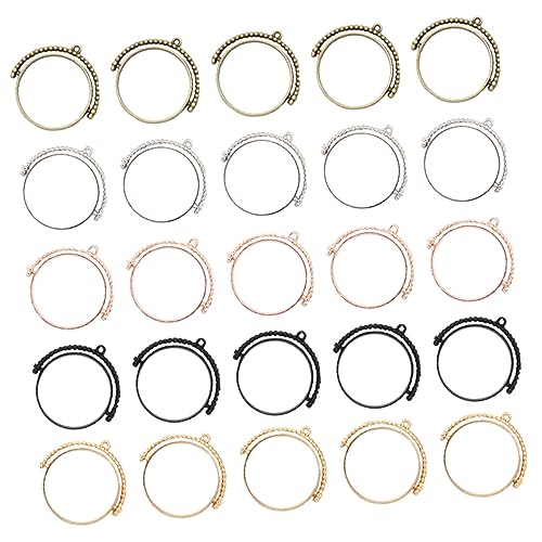 Uonlytech 25Stücke Drehbare Runde Offene Bezel Anhänger Rahmen für DIY Schmuck Kompatibel mit Epoxidharz Glitzer und Charms für Armbänder und Ohrringe von Uonlytech