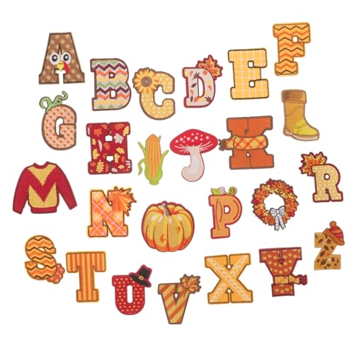 Uonlytech 26 Stück Buchstaben-Patch gestickte Applikation zum Nähen Brief Alphabet gestickte Aufnäher Buchstaben zum Aufbügeln für Rucksack Buchstabenflicken aufbügeln Polyester von Uonlytech