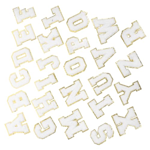 Uonlytech 26 Stück Selbstklebende Buchstaben Patches Chenille für Kleidung Hüte und Taschen Applikationen zum Verzieren und Reparieren von Textilien und Handwerken von Uonlytech