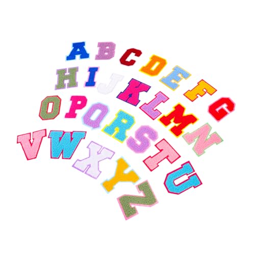Uonlytech 26 Stück Teiliges Bügelbuchstaben Farbige Patches für Kleidung Taschen und Accessoires Einfache Anwendung für Textilverzierungen und Reparaturen von Uonlytech