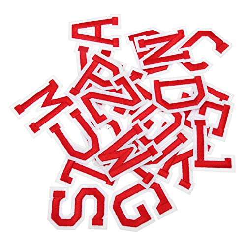 Uonlytech 26Stücke Teiliges Alphabet Patch A Z Bügelbuchstaben für Kleidung Taschen Hüte und Mehr Stilvolle Rote Aufnäher Hochwertigem Material für Kreative DIY Projekte von Uonlytech