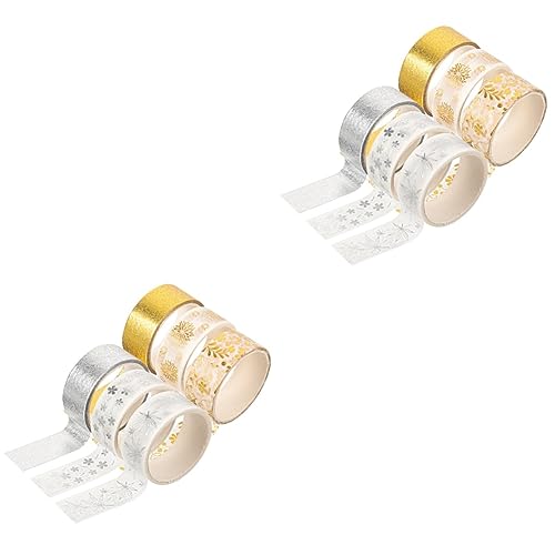 Uonlytech 2Er-Set Goldstich-Silberband Sammelalbum bemaltes Zierband Abdeckband, dekoratives Klebeband aufkleber Scrapbooking-Klebeband Notizbuch DIY Washi Tape Flüsterpapier von Uonlytech
