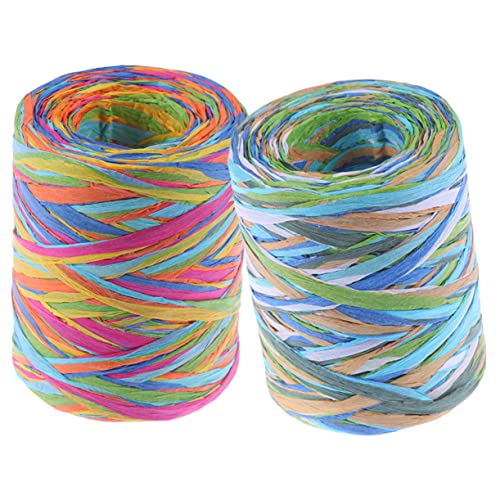 Uonlytech 2Rollen Raffia Band für Geschenkverpackung Bunte DIY Geschenkband für Kunsthandwerk Langlebig und Flexibel für Hochzeiten Partys und Kreative Projekte von Uonlytech