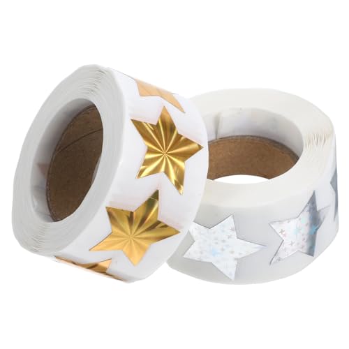 Uonlytech 2Rollen Sternaufkleber Selbstklebende Dekorative Sternaufkleber für Geschenkverpackungen und Klassenzimmer Sichere und Langlebige Aufkleber für Kinderbelohnungen von Uonlytech