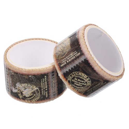 Uonlytech 2Rollen Vintage Washi Tape Dekorative Briefmarkenbänder für Scrapbooking Journaling DIY Zufällige Muster für Notizbücher Kunstprojekte von Uonlytech