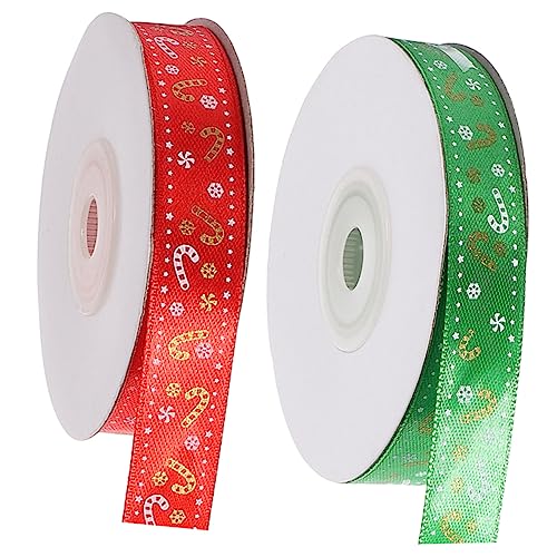 Uonlytech 2Rollen Weihnachts Cartoon Muster Geschenkband Für Geschenkverpackung Feiertagsdekoration DIY Bastelprojekte Weihnachten Partyband von Uonlytech