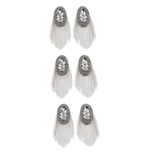 Uonlytech 3 Paare Silberne Quaste Schulterklappen mit Strass für Kostüme Dekorative Schulterabzeichen für Anzüge Epauletten mit Sicherheitsbefestigung Perfektes Accessoire zur Betonung Uonlytech 3 Paare Silberne Quaste Schulterklappen mit Strass für Kostüme Dekorative Schulterabzeichen für Anzüge Epauletten mit Sicherheitsbefestigung Perfektes Accessoire zur Betonung von Uonlytech