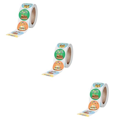 Uonlytech 3 Rollen 500 Stück alles zum geburtstag aufkleber party sachen party supplies Dekorationen feier aufkleber Du Festival-Geschenkaufkleber Partyversorgung Kupferplattenaufkleber von Uonlytech