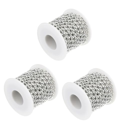 Uonlytech 3 Rollen Aluminium Kette für Diy Schmuckherstellung Dekorative Metallkette Silber für Taschen Armbänder und für Kreative Bastelprojekte von Uonlytech
