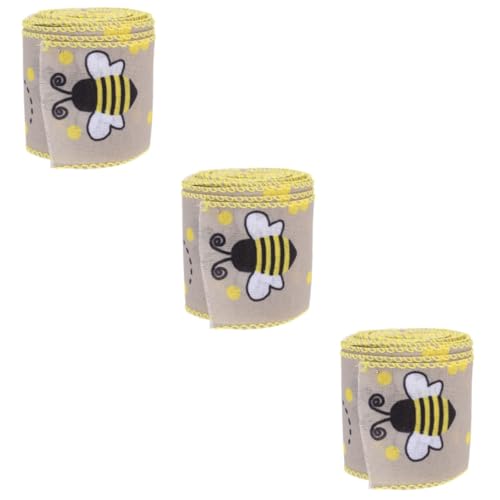 Uonlytech 3 Rollen Bienenmuster Dekoband Hochwertiges Geschenkband für Diy Hochzeitsdekoration und Partys Glänzend und Vielseitig Einsetzbar für Verpackungen und Bastelprojekte von Uonlytech