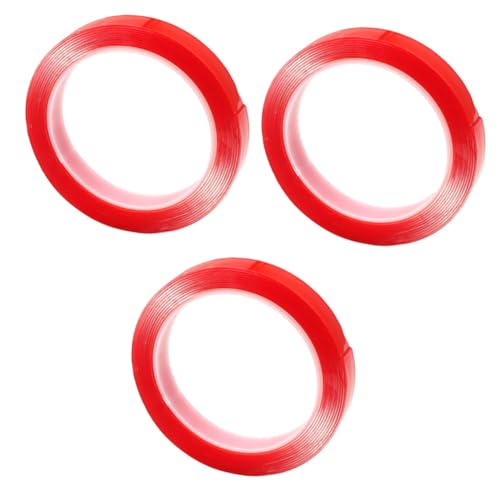 Uonlytech 3 Rollen Bürokratie schwer Multifunktion Dasselbe Hochleistungsband drinnen dickes Klebeband Doppelseitige Klebebänder breites Klebeband Montageband Starkes Band Acrylsäure rot von Uonlytech