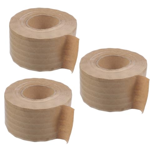 Uonlytech 3 Rollen Kraftpapier Klebeband Wasseraktiviert Hochviskoses Starkes Verpackungsband für Kartons und Versand Umweltfreundliches Gummiertes Kraftpapier für Vielseitige Anwendungen von Uonlytech
