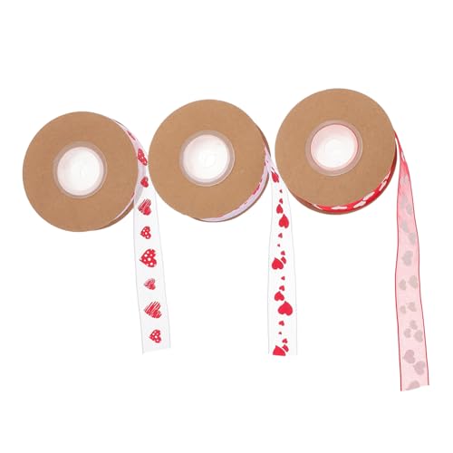 Uonlytech 3 Rollen Liebesdruckband party dekoration Bandmaterial selber machen Herz bedrucktes Band bedrucktes Herzband Partybänder Schleifenband selber machen Valentinsmusterband Polyester von Uonlytech