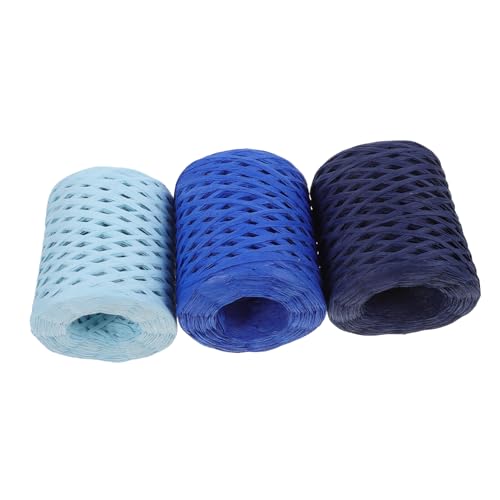 Uonlytech 3 Rollen Raffia Papierband Blau für DIY Blumensträuße und Kreative Dekoration Handgewebte Naturmaterialien für Geschenkverpackung und Bastelprojekte von Uonlytech