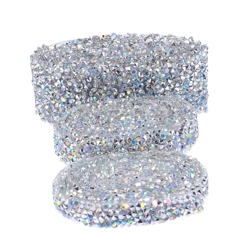 Uonlytech 3 Rollen Strass Band Selbstklebend Breit Glitzerndes Kristall Diamant Mesh Hitzebeständig Langlebig DIY Dekoration Hochzeit Kleid Party Basteln von Uonlytech