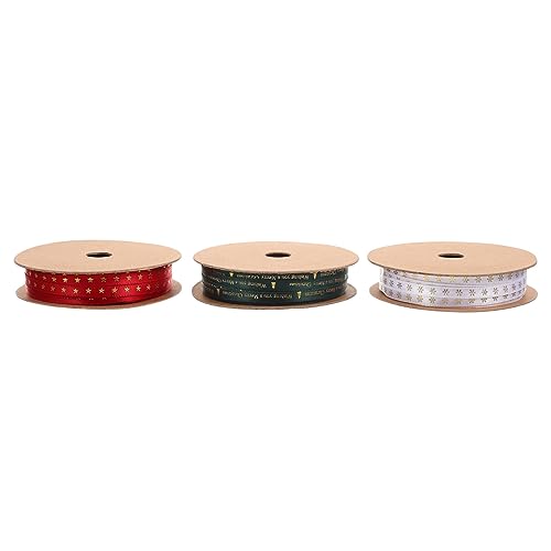 Uonlytech 3 Rollen Weihnachts Geschenkband mit Stern und Schneeflockenmuster Hochwertiges Satinband für DIY Geschenkverpackung Dekorative Schleifen für Geschenkboxen Sträuße und von Uonlytech