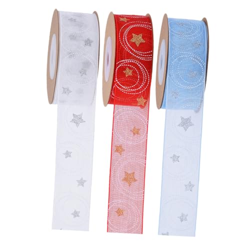 Uonlytech 3 Rollen Weihnachtsdekorationsband mit Stern Kreis-muster Geschenkband für Weihnachtsgeschenke Party-deko und Bastelbedarf in Weiß Blau und Rot Festliches Geschenkverpackungsband Uonlytech 3 Rollen Weihnachtsdekorationsband mit Stern Kreis-muster Geschenkband für Weihnachtsgeschenke Party-deko und Bastelbedarf in Weiß Blau und Rot Festliches Geschenkverpackungsband von Uonlytech