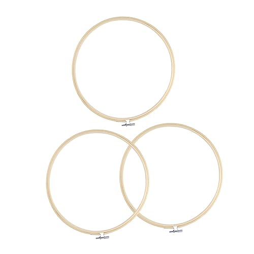 Uonlytech 3 STÜCKE Bambus Stickrahmen Set Teilig Runde Kreuzstich Ringe mit Rutsch Oberfläche Langlebig und Fest für Handstickerei DIY Bastelprojekte für Anfänger und Hobby Sticker von Uonlytech