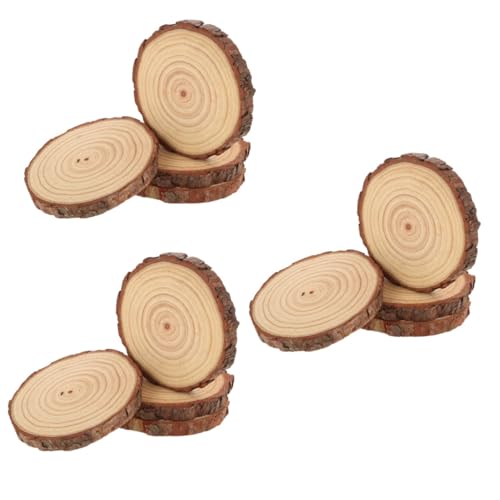 Uonlytech 3 Sätze Dekorationen Aus Holzspänen Scheiben Wald Rustikal Runden Klein Kreis Holzhandwerksvorräte Rundes Holzornament Unfertige Holzringe Hölzern Beige 4 Stück * 3 von Uonlytech