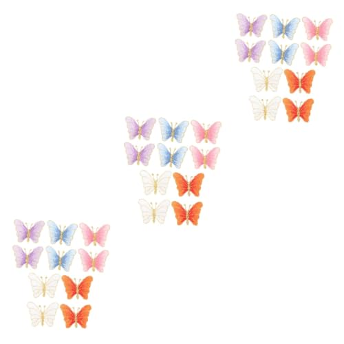 Uonlytech 3 Sätze Diy Schmetterlings Aufbügelflicken Applikationen Zum Reparieren Und Gestalten Von Kleidung in Orange Weiß Und Lila Für Shirts Jeans Und Taschen 10 Stück * 3 von Uonlytech