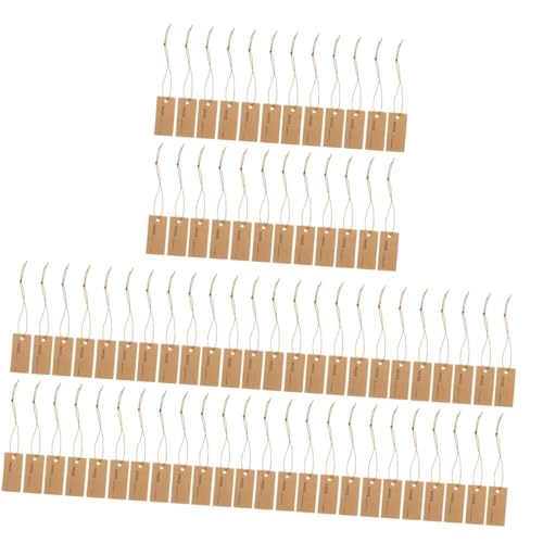 Uonlytech 3 Sätze Elastisches Seiletikett Einzelhandel Klein Schmuck Tags Gold Für Schild Schlüssel Hängendes, Aufgereihtes Etikett Light Brown Kraftpapier 100 Stück * 3 von Uonlytech