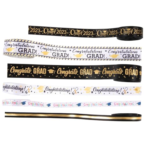 Uonlytech 3 Sätze Goldgenähtes Band Seidenband Geschenkband Fleckband Staubband Blau Bulk Band Blumenstraußband Besatz Weiß Party Hochzeit Polyester 6 Rollen * 3 von Uonlytech