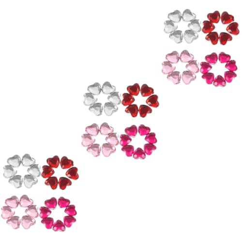 Uonlytech 3 Sätze Herzförmige Diamantschmuckzubehör Reiz Farbig Herz-strasssteine ​​mit Flacher Rückseite Basteln Bastelset Craft Strass Flatback Strassverzierungen Acryl 400 Stück * 3 von Uonlytech