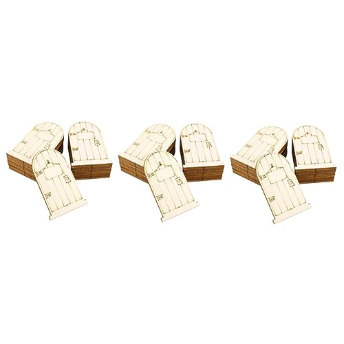 Uonlytech 3 Sätze Holz Fee Faerie Tür Handwerk Dekorationen Holz Tür Türen Unbemalt Plaque Tür Bambus Khaki 50 Stück * 3 von Uonlytech