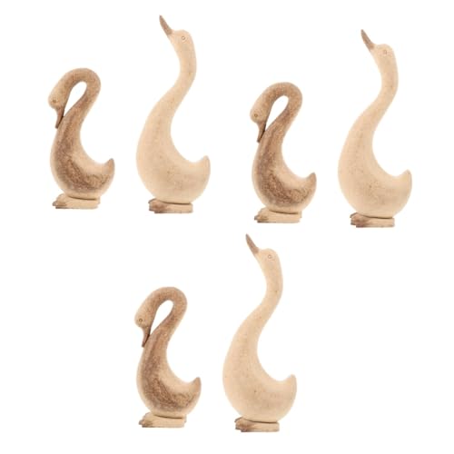 Uonlytech 3 Sätze Holzgänse Ornamente Gänsestatue Tierische Holzdekoration Miniatur-gänsefigur Gans Ornament Schreibtisch-gansstatue Gartengans-statue Holzformen Für Handwerk 2 Stück * 3 von Uonlytech