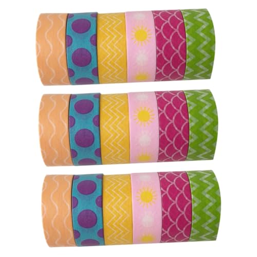 Uonlytech 3 Sätze Lustiges Washi Klebeband Einzigartige Dekorative Tape Für Diy Projekte Fotoalben Verpackungen Gemischte Stile Regenbogenfarben Design 6 Rollen * 3 von Uonlytech