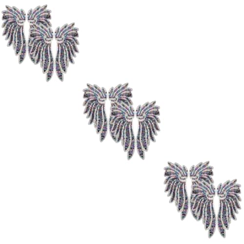 Uonlytech 3 Sätze Pailletten-flügel-patch Engel Party Feenflügel Für Erwachsene Funkeln Mädchen Flügel Kleidung Applikation Stickpine Patches Polyester 2 Paare * 3 von Uonlytech