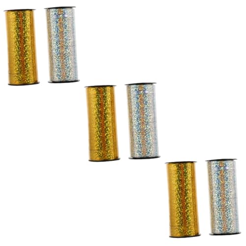 Uonlytech 3 Sätze Schleife Dekoratives Band Dekorationen Chiffon Blau Goldenes Ballonband Seidenband Ribbon Geschenkbandrolle Geschenksband Wickelband Verpackungsband Plastik 2 Rollen * 3 von Uonlytech