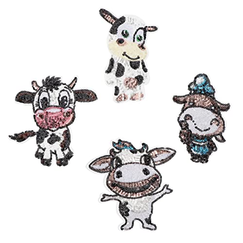 Uonlytech 3 Sätze Teiliges Mit Niedlichen Cartoon Kuh Patches Zum Aufnähen Bestickte Applikationen Für Kleidung Taschen Jeans Und Diy Projekte Hochwertige Stoffe Langlebig Für 4 Stück * 3 von Uonlytech
