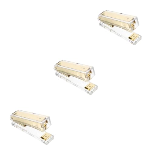 Uonlytech 3 Stück Hefter Bürowefter Heistebürovorräte Büromaterial für den Schreibtisch Hefte für Schreibtisch Ästhetisches Briefpapier Acryl Golden von Uonlytech