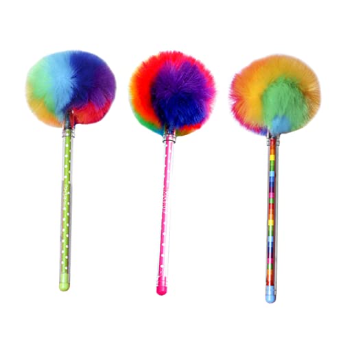 Uonlytech 3 Stück Kreative Pompom Stifte Weiche Kugelschreiber für Schule Büro und Freizeit für Bastelprojekte Zufällige Farbe von Uonlytech