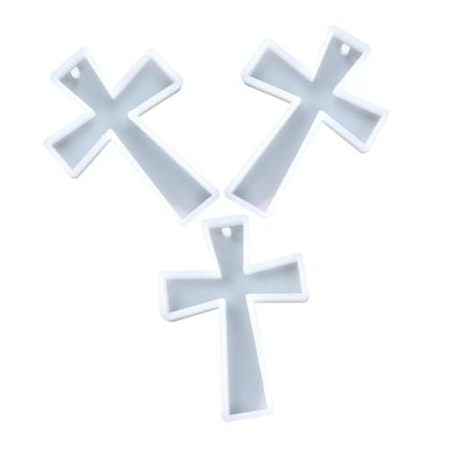 Uonlytech 3 Stück Kreuz Silikonform epoxidharz silikonform Kreuzharzformen Silikon Kreuzform aus Silikon Silikonformen für Epoxidharz Kreuz Charms Silikonform Kieselgel Weiß von Uonlytech