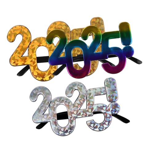 Uonlytech 3 Stück Neujahrsbrille Bunte Partybrillen Kreative Foto Requisiten Festliche Verkleidung für Silvester Geburtstage Familienfeiern und Jahreswechsel Uonlytech 3 Stück Neujahrsbrille Bunte Partybrillen Kreative Foto Requisiten Festliche Verkleidung für Silvester Geburtstage Familienfeiern und Jahreswechsel von Uonlytech