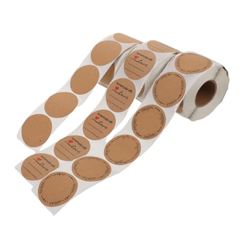 Uonlytech 3 Stück Teiliges Runde Selbstklebende Kraftpapier Aufkleber Beschriftbare Blanko Etiketten für Verpackung und Lager Braune Haftetiketten mit Handschriftlicher Fläche Rolle Uonlytech 3 Stück Teiliges Runde Selbstklebende Kraftpapier Aufkleber Beschriftbare Blanko Etiketten für Verpackung und Lager Braune Haftetiketten mit Handschriftlicher Fläche Rolle von Uonlytech