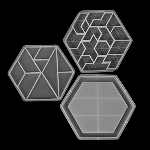 Uonlytech 3 Stück Teiliges Silikon Puzzle Mould DIY Kristall Epoxidharz Formen Nicht Haftend für Kreative Bastelprojekte für Dekorative Kunstwerke und von Uonlytech