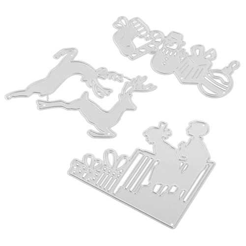 Uonlytech 3 Stück Teiliges Stanzschablonen Weihnachtsmotive Langlebig Robust DIY Scrapbooking Stanzformen Präzise Papierstanzer für Karten und Bastelarbeiten von Uonlytech