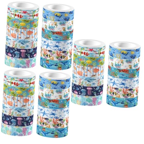 Uonlytech 3 Stück nautisches Washi-Tape Lieferungen Bausätze Szene Erwachsene Blau für Journaling Sammelalbum Scrapbooking Abdeckband Kunsthandwerk Klebeband Aufkleber von Uonlytech