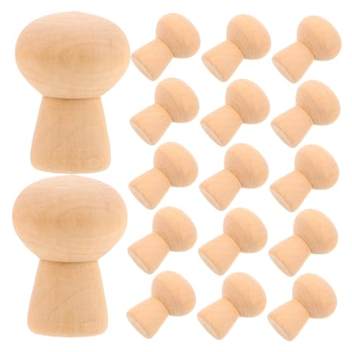 Uonlytech 30 Stück 30-teilig Unvollendete Holzpilzfiguren Natürliche Blanko Mini-Pilz-Deko zum Bemalen und Basteln für Vielseitige DIY-Kunstprojekte Holzspielzeug von Uonlytech