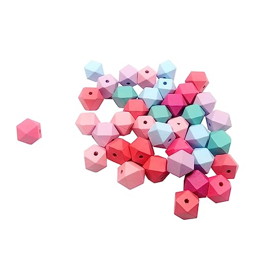 Uonlytech 30 Stück Geometrische Holzperlen Bunte Diy Zubehör Natürliche Facettierte Perlen für Bastelprojekte Kreativität und von Uonlytech