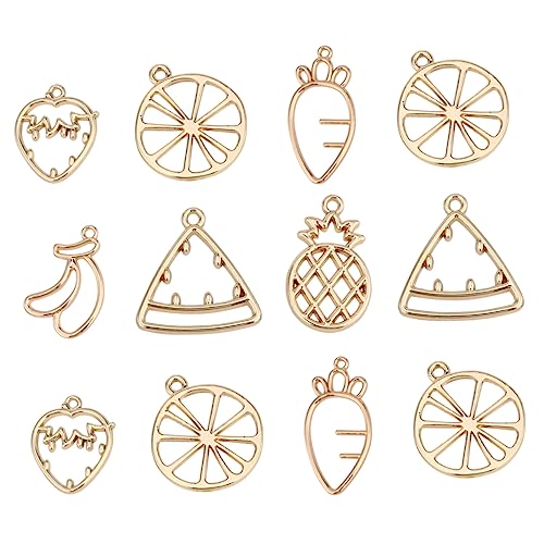 Uonlytech 30 Stück Hohle Fruchtohrringe Retro Ohrringe Goldene Ohrringe Charms DIY Ohrstecker Ohrringzubehör Ohrringanhänger Schmuckherstellungswerkzeug Ausgehöhlter Ohrhänger von Uonlytech
