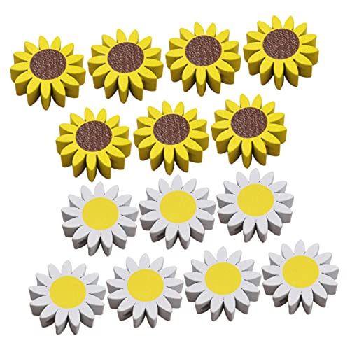 Uonlytech 30 Stück Holzperlen Sonnenblumen Holzperlen für Diy Schmuck Bastelarbeiten und Dekoration Langlebig und Leicht zu Verarbeiten für Projekte und Persönliche Designs von Uonlytech