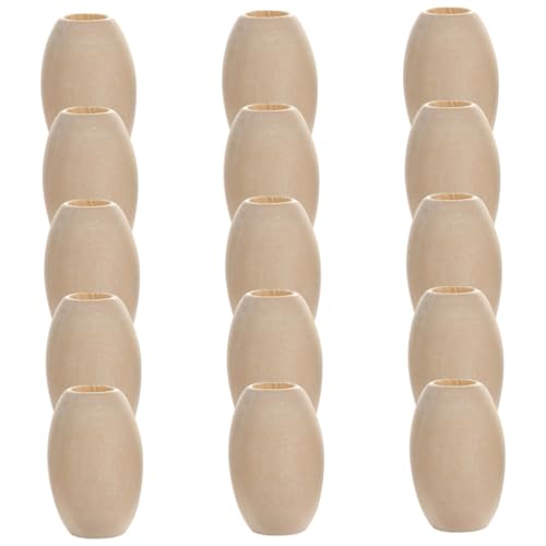 Uonlytech 30 Stück Ovale Holzperlen für DIY Schmuck Große Bohrung Naturholz für Armbänder und Bastelprojekte Original Holzfarbe Uonlytech 30 Stück Ovale Holzperlen für DIY Schmuck Große Bohrung Naturholz für Armbänder und Bastelprojekte Original Holzfarbe von Uonlytech