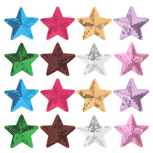 Uonlytech 30 Stück Pailletten-Aufnäher zum Aufbügeln: Bunte fünfzackige Stern-Pailletten-Aufnäher – glitzernde Stickerei-Aufnäher zum Aufbügeln für Jeans-Kleidung Uonlytech 30 Stück Pailletten-Aufnäher zum Aufbügeln: Bunte fünfzackige Stern-Pailletten-Aufnäher – glitzernde Stickerei-Aufnäher zum Aufbügeln für Jeans-Kleidung von Uonlytech