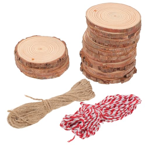 Uonlytech 30 Stück unbehandelte Holzscheiben: Holzkreise – Holzscheiben zum Basteln, für Hochzeiten, Tafelaufsätze, Dekoration und DIY-Malerei, mit Schnur von Uonlytech