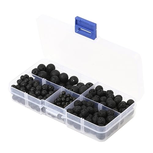 Uonlytech 300 Stück Schwarze Lava Perlen Runde Natürliche Steinperlen für Diy Schmuckherstellung Praktische und Stilvolle Lose Perlen für Armbänder und Ohrringe von Uonlytech